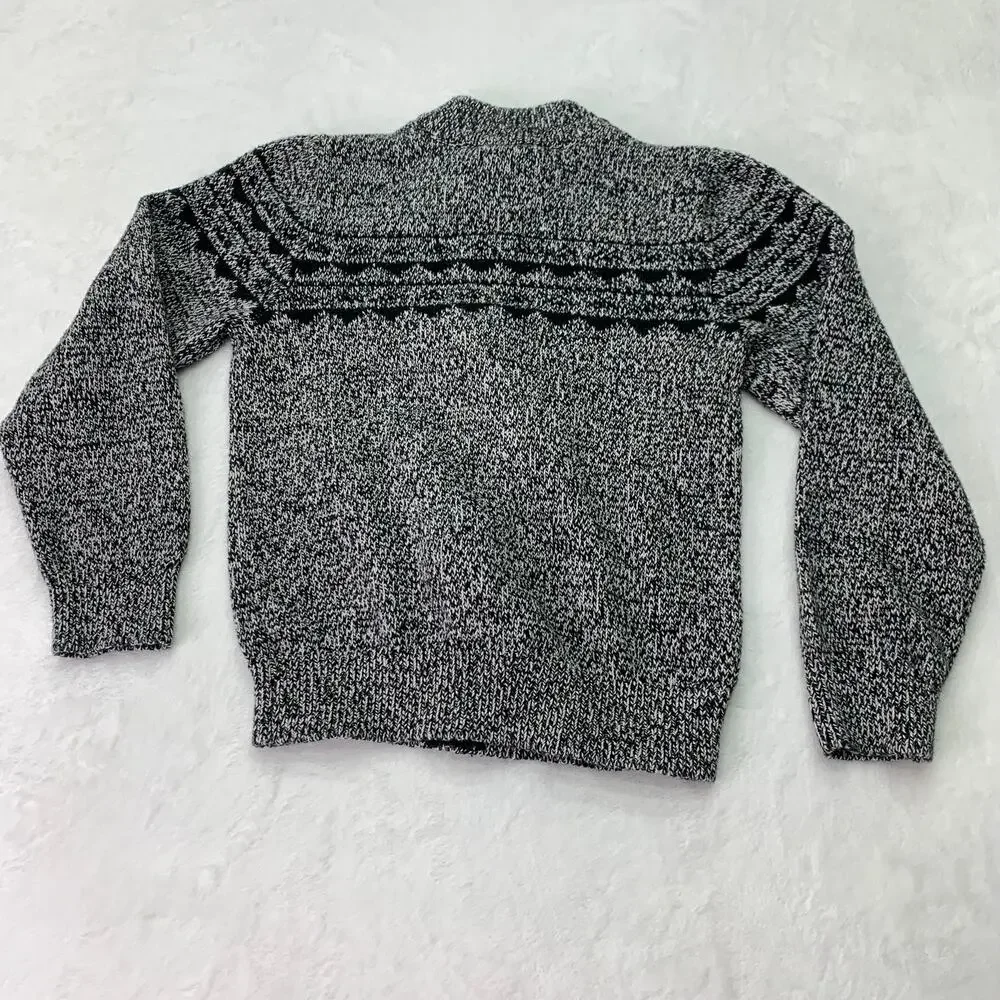 Osh Kosh B'Gosh Boys Sz 10 Black Gray Long Sleeve Full Zip Grandpa Sweater